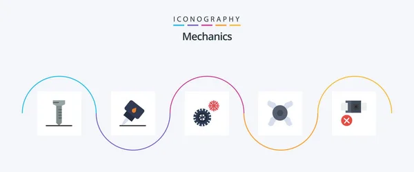 Mechanics Flat Icon Pack Including Cooler Lock — Image vectorielle