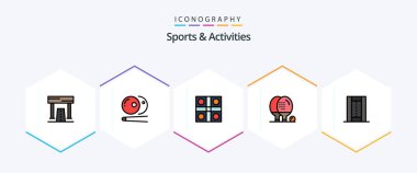 Sports and Activities 25 FilledLine icon pack including game. athletics. sports. activities. ludo game