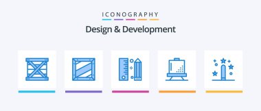Design and Development Blue 5 Icon Pack Including development. coding. pencil. paint. design. Creative Icons Design