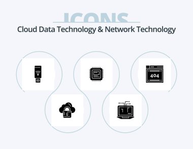 Cloud Data Technology And Network Technology Glyph Icon Pack 5 Icon Design. computing. hardware. usb . computer. cpu