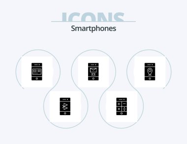 Smartphones Glyph Icon Pack 5 Icon Design. recycle. junk. technology. deleted. payment
