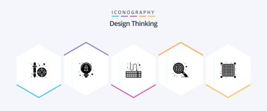 Design Thinking 25 Glyph icon pack including . layout. keyboard. grid. search