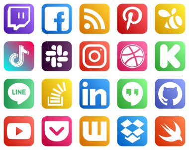 20 Professional Social Media Icons such as dribbble. meta. tiktok and instagram icons. Minimalist and professional