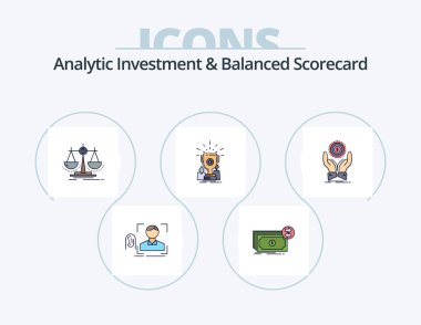 Analytic Investment And Balanced Scorecard Line Filled Icon Pack 5 Icon Design. magnifier. global. financial. trophy. cup