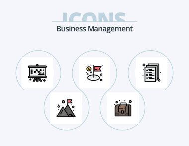 Business Management Line Filled Icon Pack 5 Icon Design. file. business. business. time. business