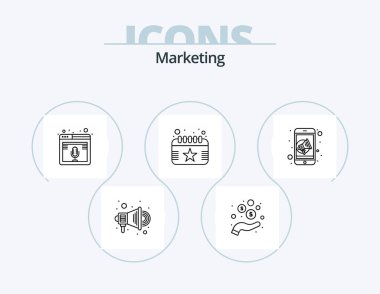 Marketing Line Icon Pack 5 Icon Design. news. ads. media. solution. business