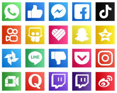 20 Social Media Icons for All Your Needs such as snapchat. slideshare. kuaishou and china icons. Elegant and unique