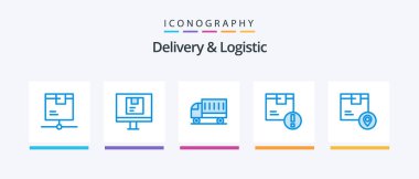 Delivery And Logistic Blue 5 Icon Pack Including delivery. attention. online. truck. shipping. Creative Icons Design