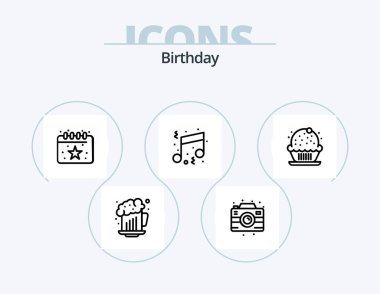 Birthday Line Icon Pack 5 Icon Design. party. cake. mobile. birthday. celebration