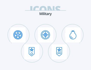 Military Blue Icon Pack 5 Icon Design. target. military. badge. badge. rank