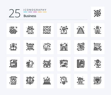 Business 25 Line icon pack including finance. person. help. modern. business