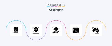 Geo Graphy Glyph 5 Icon Pack Including guide. map. location. donate. globe