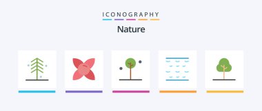 Nature Flat 5 Icon Pack Including nature. tree. forest. waves. sea. Creative Icons Design
