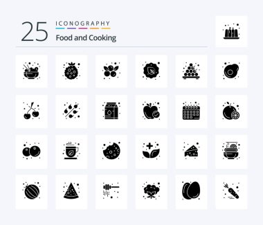 Food 25 Solid Glyph icon pack including japanese. vegetarian. blueberries. vegan. leaf