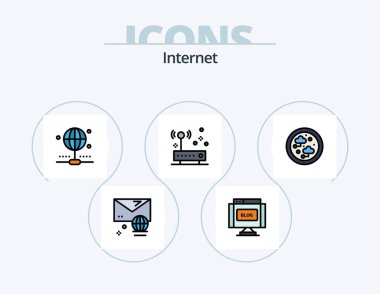 Internet Line Filled Icon Pack 5 Icon Design. internet. technology. connection. signaling. area