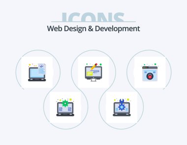 Web Design And Development Flat Icon Pack 5 Icon Design. pen. edit. laptop. design tools. laptop