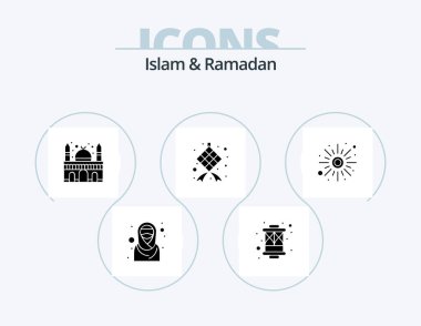 Islam And Ramadan Glyph Icon Pack 5 Icon Design. weather. rise. prayer time. muslim. decoration