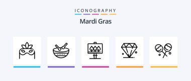 Mardi Gras Line 5 Icon Pack Including irish. drum. beauty. toasting. champagne glasses. Creative Icons Design