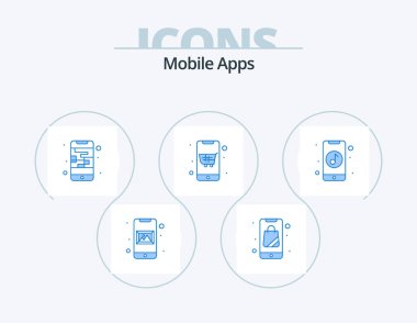 Mobile Apps Blue Icon Pack 5 Icon Design. app. shopping. app. plain. map