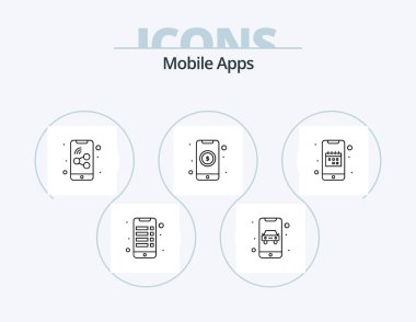 Mobile Apps Line Icon Pack 5 Icon Design. app. online taxi. wallet. mobile. email