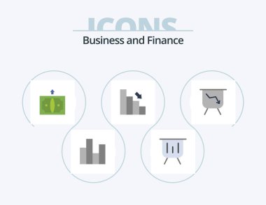 Finance Flat Icon Pack 5 Icon Design. down. business. performance. bar. finance