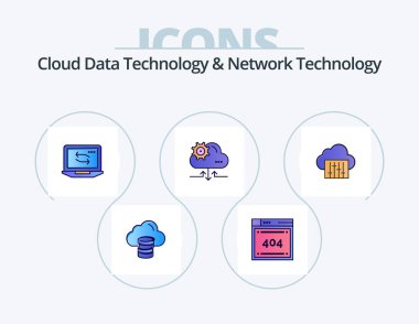 Cloud Data Technology And Network Technology Line Filled Icon Pack 5 Icon Design. world. internet . chang. globe . money