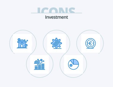 Investment Blue Icon Pack 5 Icon Design. euro. setting. asset. money. business