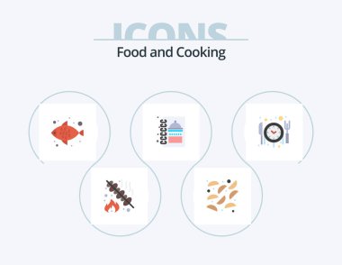 Food Flat Icon Pack 5 Icon Design. . reservation. sea food. food. menu book