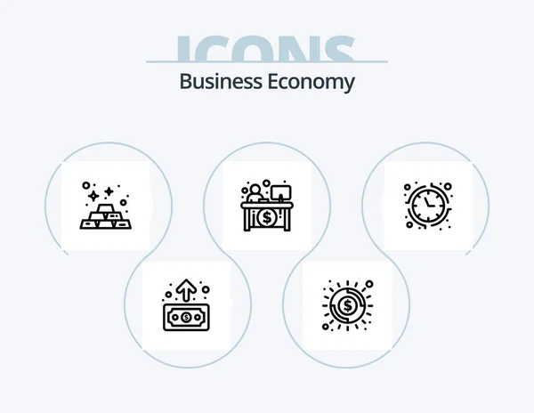 Economy Line Icon Pack Icon Design Economy Protection Abacus Money — Stock Vector