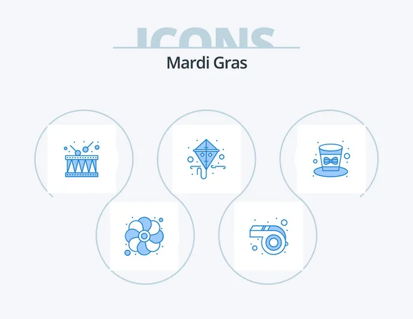 Mardi Gras Blue Icon Pack Icon Design Hat Celebration Instrument — Archivo Imágenes Vectoriales