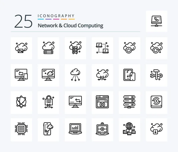 Network Cloud Computing Line Icon Pack Including Storage Cloud Computing — Vector de stock