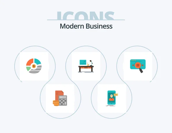 Modern Business Flat Icon Pack Icon Design Seo Business Live — Vettoriale Stock
