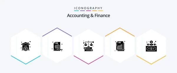 Accounting Finance Glyph Icon Pack Including Development Chart Business Revenue — Stockový vektor