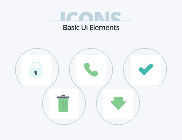 Basic Elements Flat Icon Pack Icon Design Call Lock Telephone — Stok Vektör