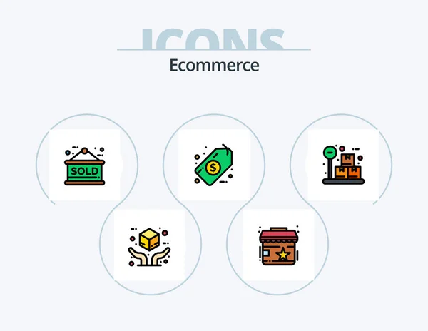 Ecommerce Line Filled Icon Pack Icon Design Star Favorite Service — Stockvektor