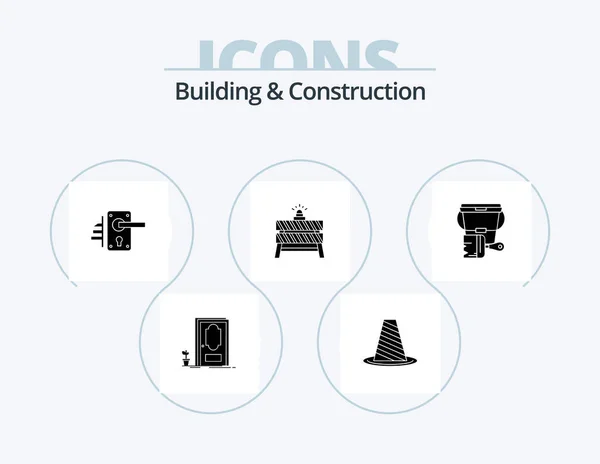 Building Construction Glyph Icon Pack Icon Design Stop Barrier Stop — Vector de stock