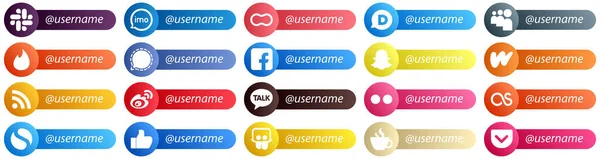 Card Style Follow Social Media Platform Icons Snapchat Disqus Facebook — Stock Vector