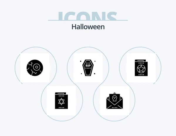 Halloween Glyph Icon Pack Icon Design Funeral Coffin Holiday Casket — Stock Vector