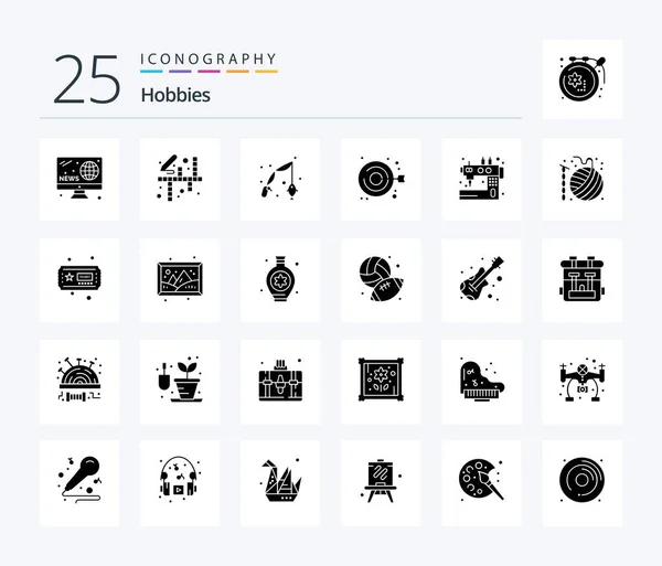 Hobbies Solid Glyph Icon Pack Including Machine Handicraft Fish Fashion — Stockvector