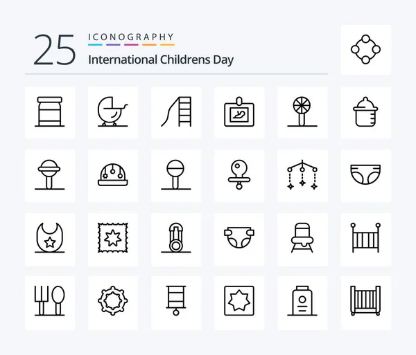 Baby Line Icon Pack Including Infancy Baby Rattle Child Ultrasound — Wektor stockowy
