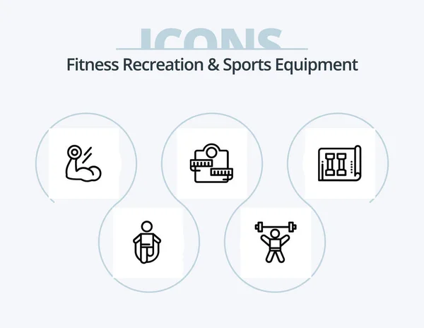 Fitness Recreation Sports Equipment Line Icon Pack Icon Design Weight — 图库矢量图片