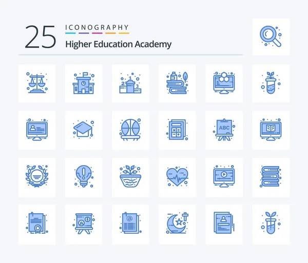 Academy Blue Color Icon Pack Including Study Computer Success Analytics — Image vectorielle
