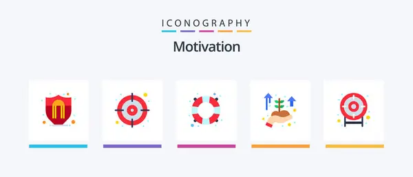 Motivation Flat Icon Pack Including Target Salvation Goal Hand Creative — Wektor stockowy