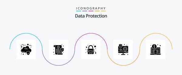 Data Protection Glyph Icon Pack Including Security Antivirus Lock Map — Stok Vektör