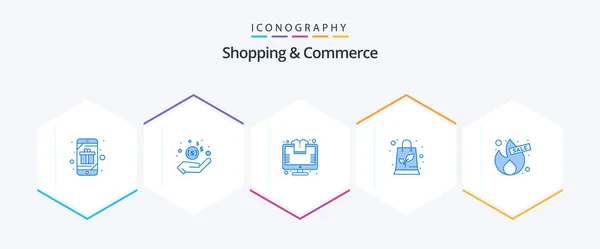 Shopping Commerce Blue Icon Pack Including Hot Shopping Money Ecology — Stockový vektor