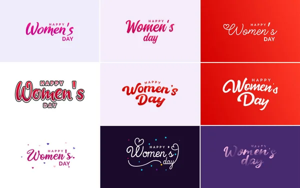 International Women Day Greeting Card Template Floral Design Hand Lettering — Wektor stockowy