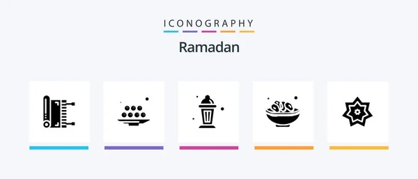 Ramadan Glyph Icon Pack Including Lamp Iftar Islam Creative Icons — Vettoriale Stock