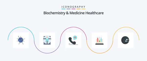 Biochemistry Medicine Healthcare Flat Icon Pack Including Reproduction Process Phone — Stockvektor