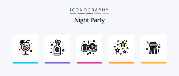 Night Party Line Filled Icon Pack Including Party Party Night — Stock vektor