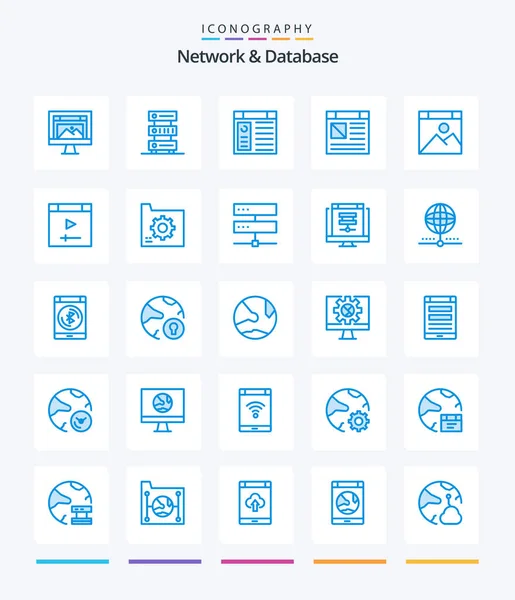 Creative Network Database Blue Icon Pack Database Connect Server Page — Image vectorielle